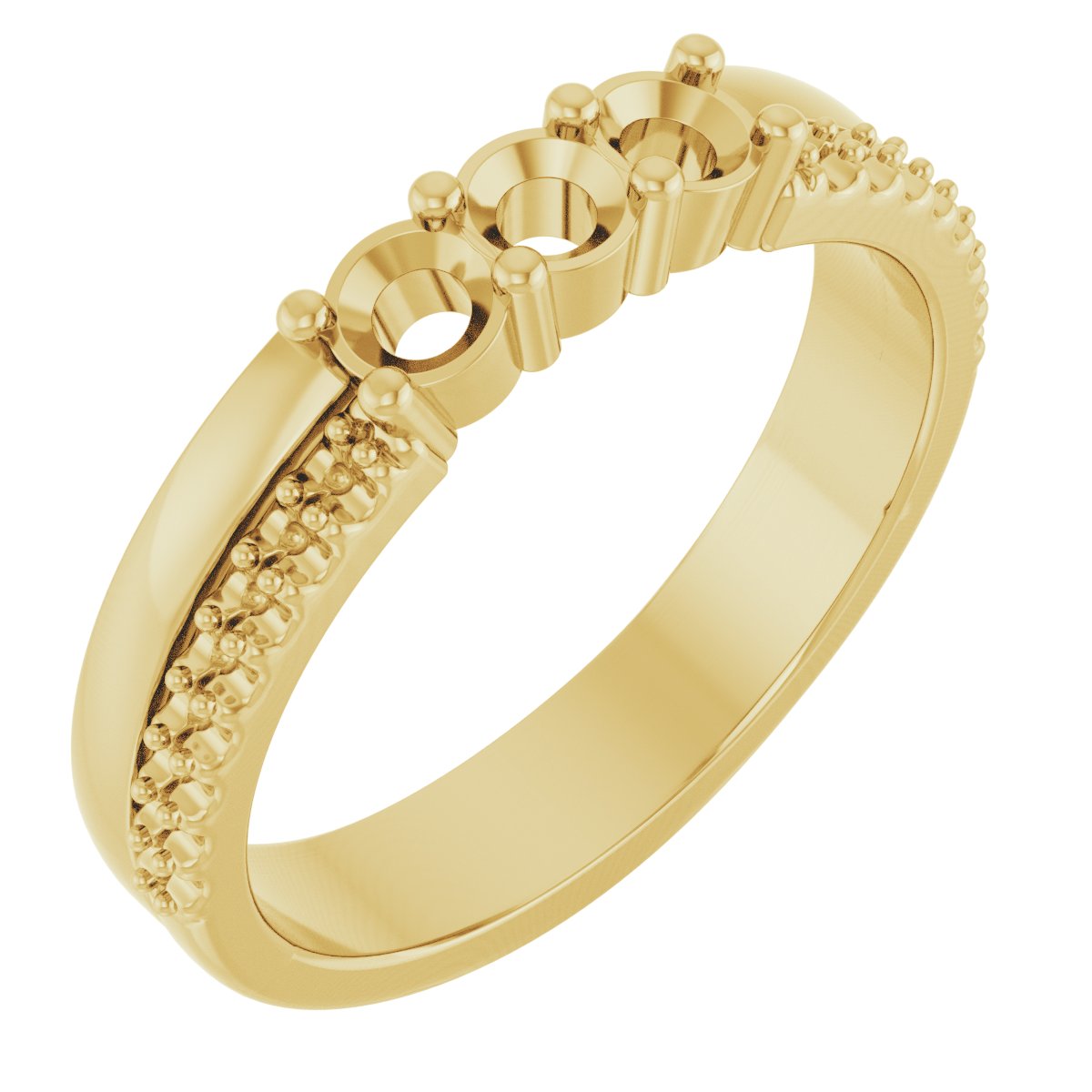 3 mm Round 3-Stone Accented Family Ring Mounting - Yellow Gold