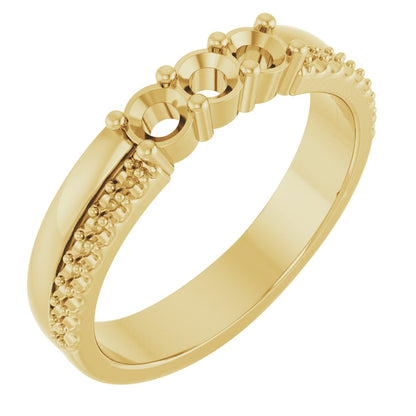 3 mm Round 3-Stone Accented Family Ring Mounting - Yellow Gold
