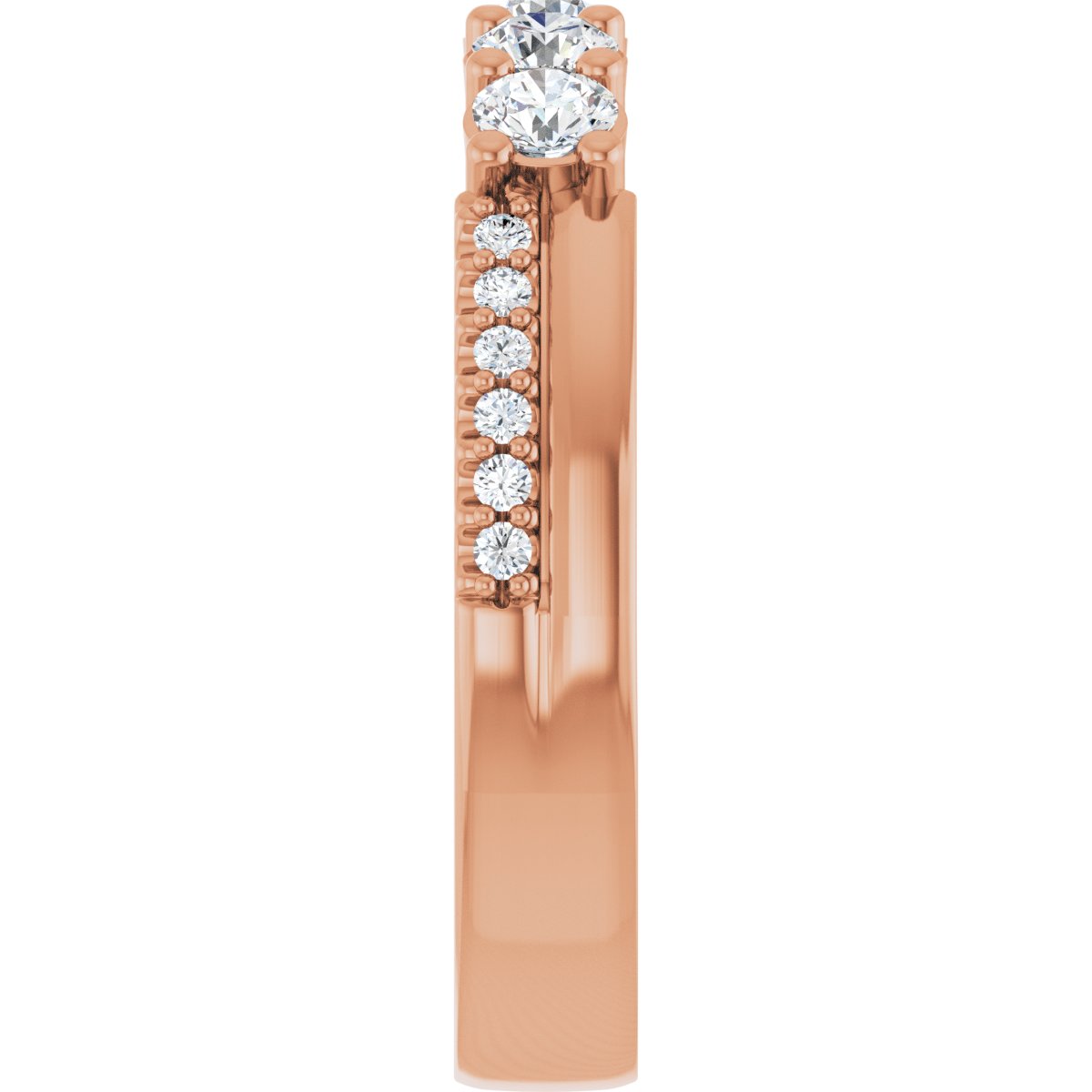 3 mm Round 5-Stone Accented Family Ring Mounting - Rose Gold