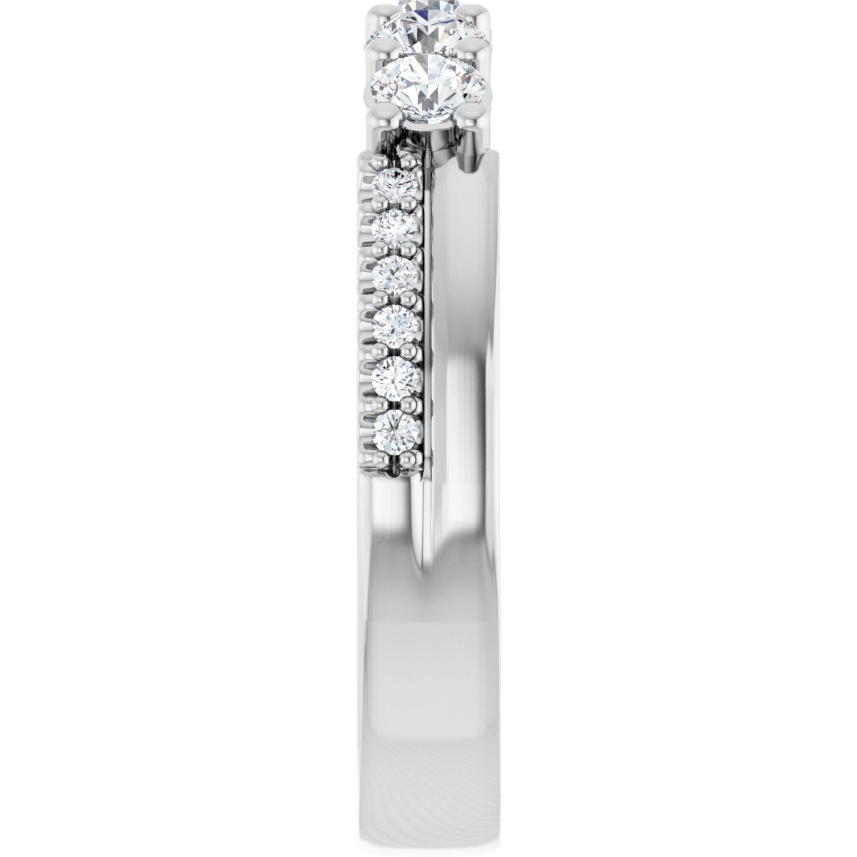 3 mm Round 5-Stone Accented Family Ring Mounting - White Gold