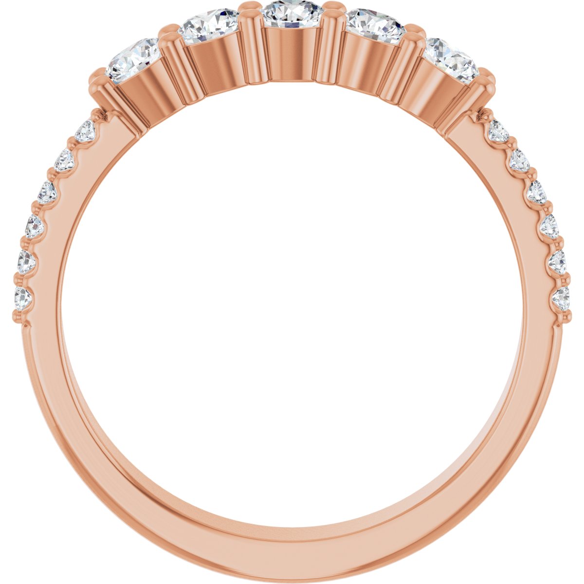 3 mm Round 5-Stone Accented Family Ring Mounting - Rose Gold