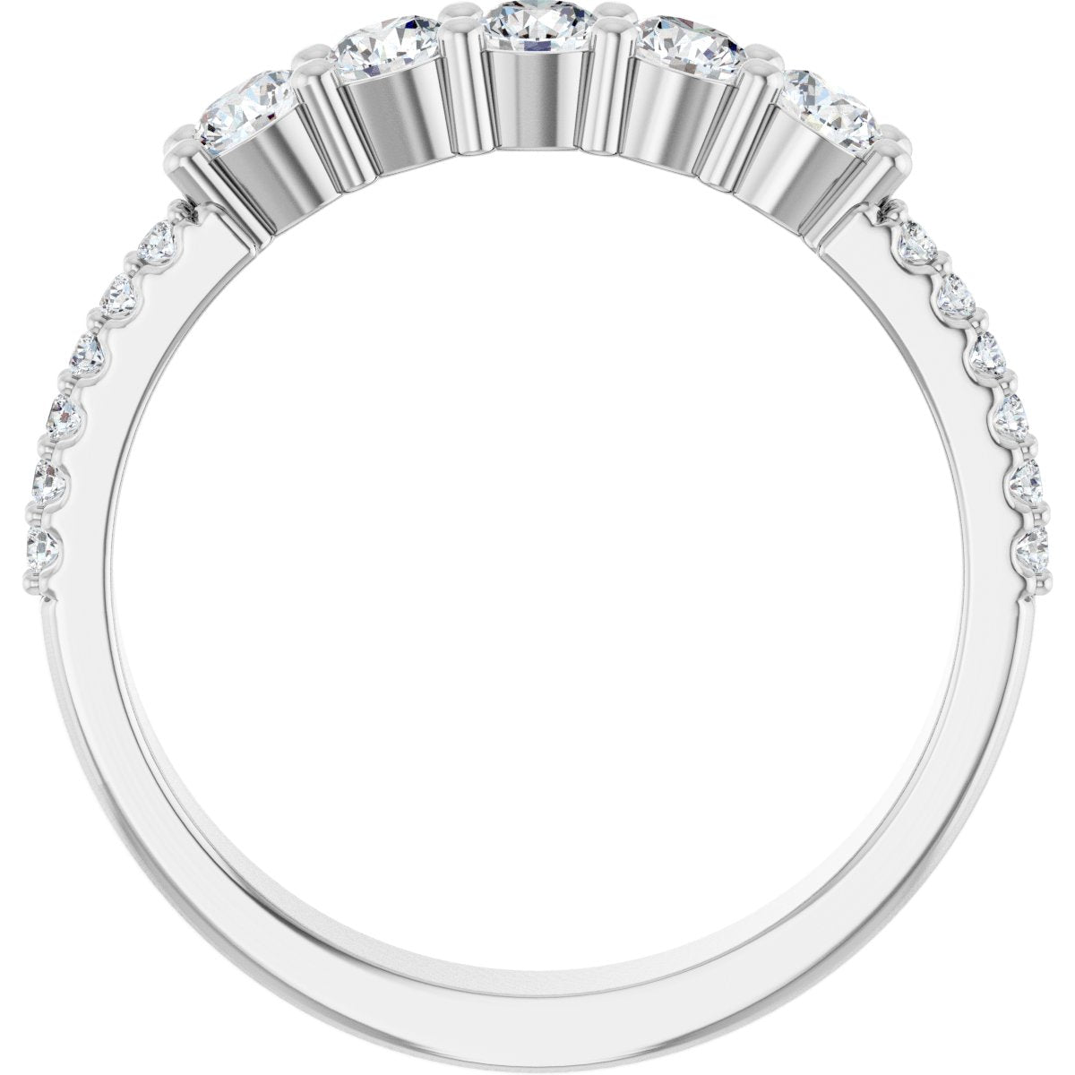3 mm Round 5-Stone Accented Family Ring Mounting - White Gold