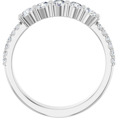 3 mm Round 5-Stone Accented Family Ring Mounting - White Gold