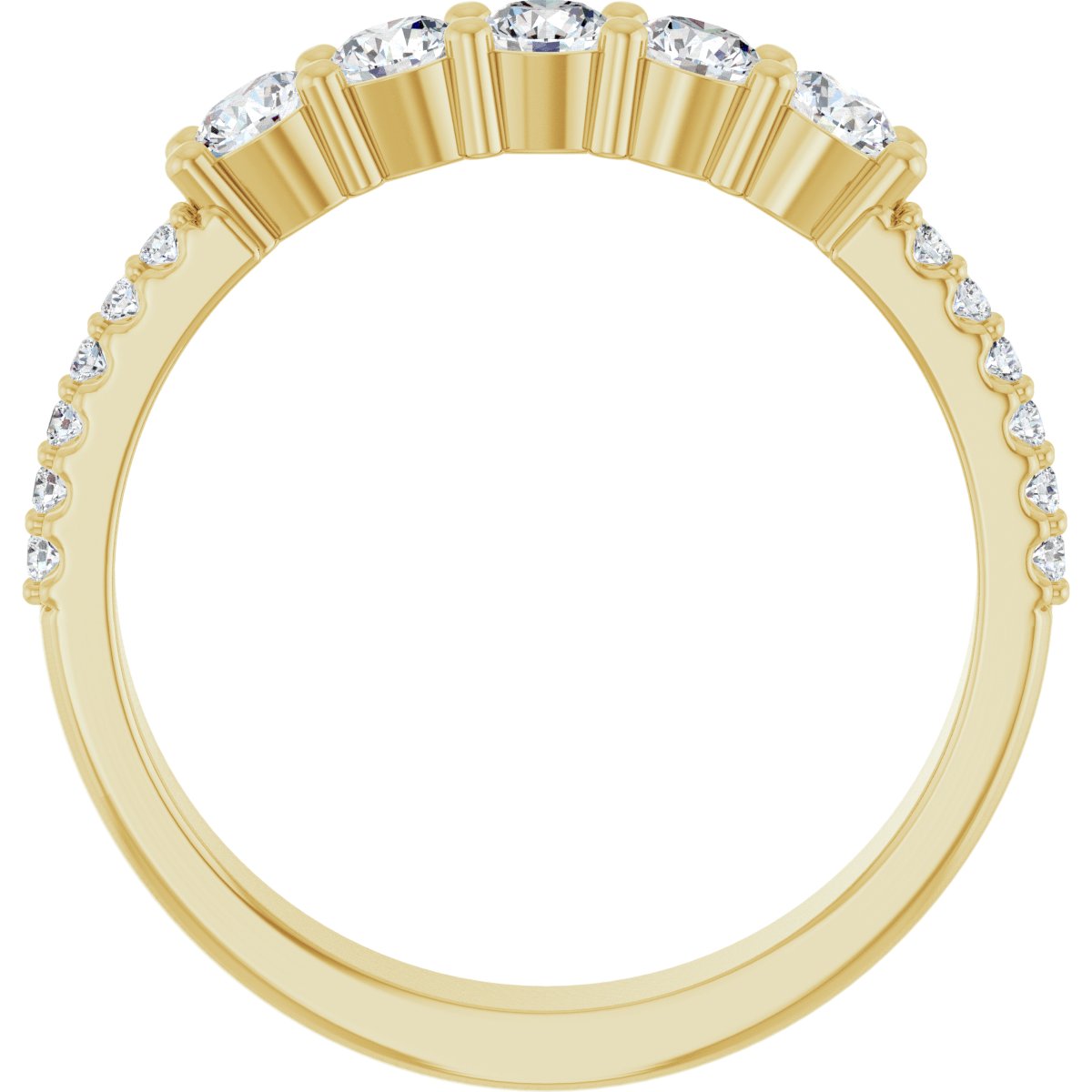 3 mm Round 5-Stone Accented Family Ring Mounting - Yellow Gold