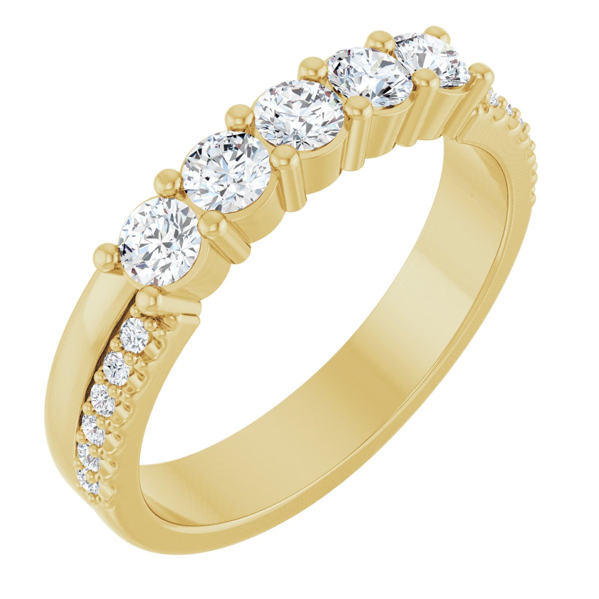 3 mm Round 5-Stone Accented Family Ring Mounting - Yellow Gold