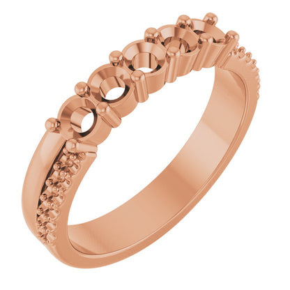 3 mm Round 5-Stone Accented Family Ring Mounting - Rose Gold
