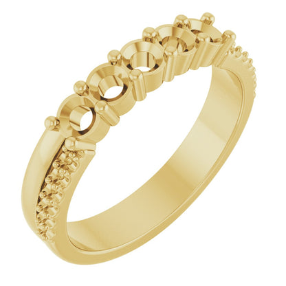 3 mm Round 5-Stone Accented Family Ring Mounting - Yellow Gold