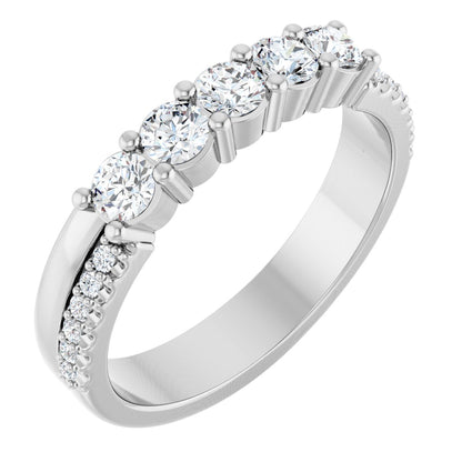 3 mm Round 5-Stone Accented Family Ring Mounting - White Gold