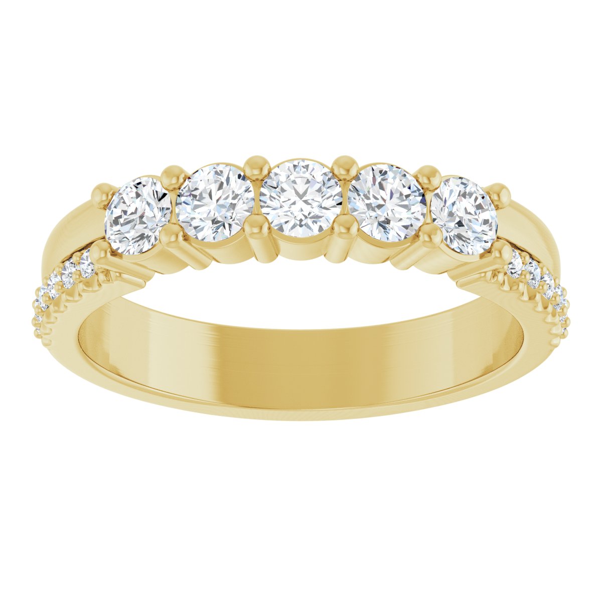 3 mm Round 5-Stone Accented Family Ring Mounting - Yellow Gold
