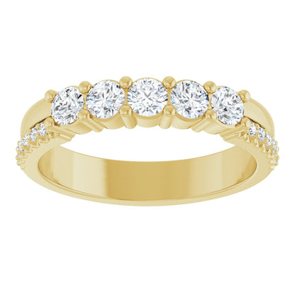 3 mm Round 5-Stone Accented Family Ring Mounting - Yellow Gold
