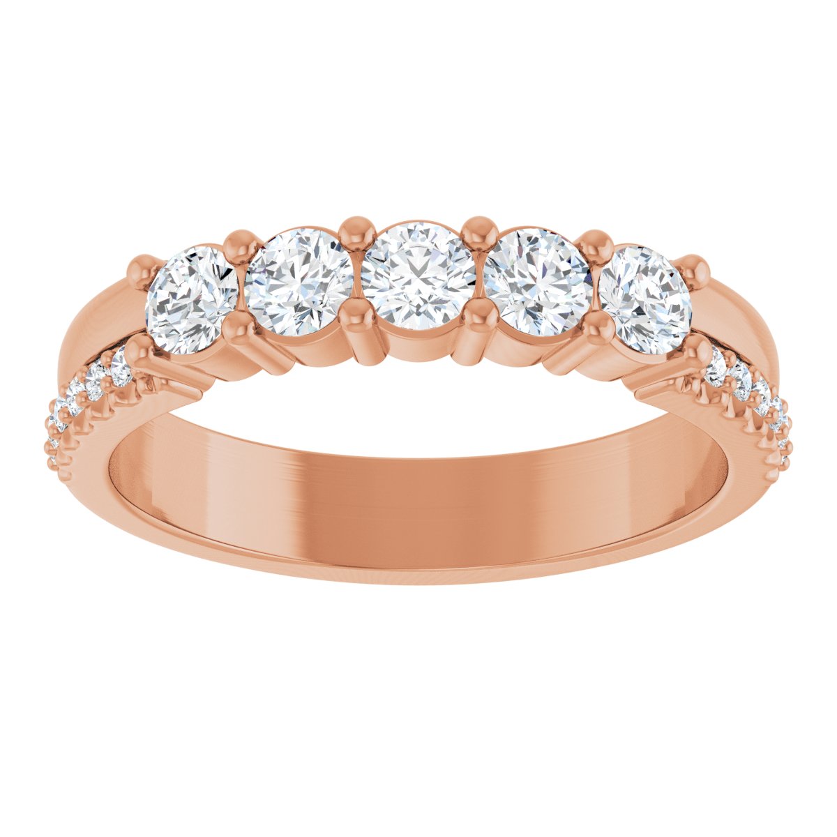 3 mm Round 5-Stone Accented Family Ring Mounting - Rose Gold