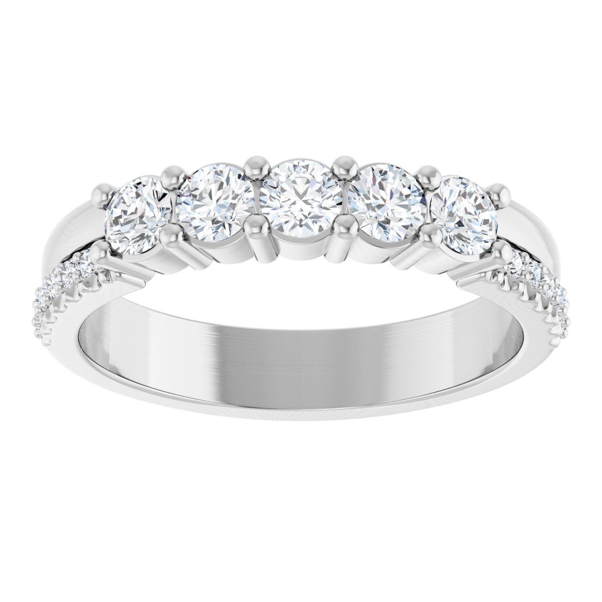 3 mm Round 5-Stone Accented Family Ring Mounting - White Gold
