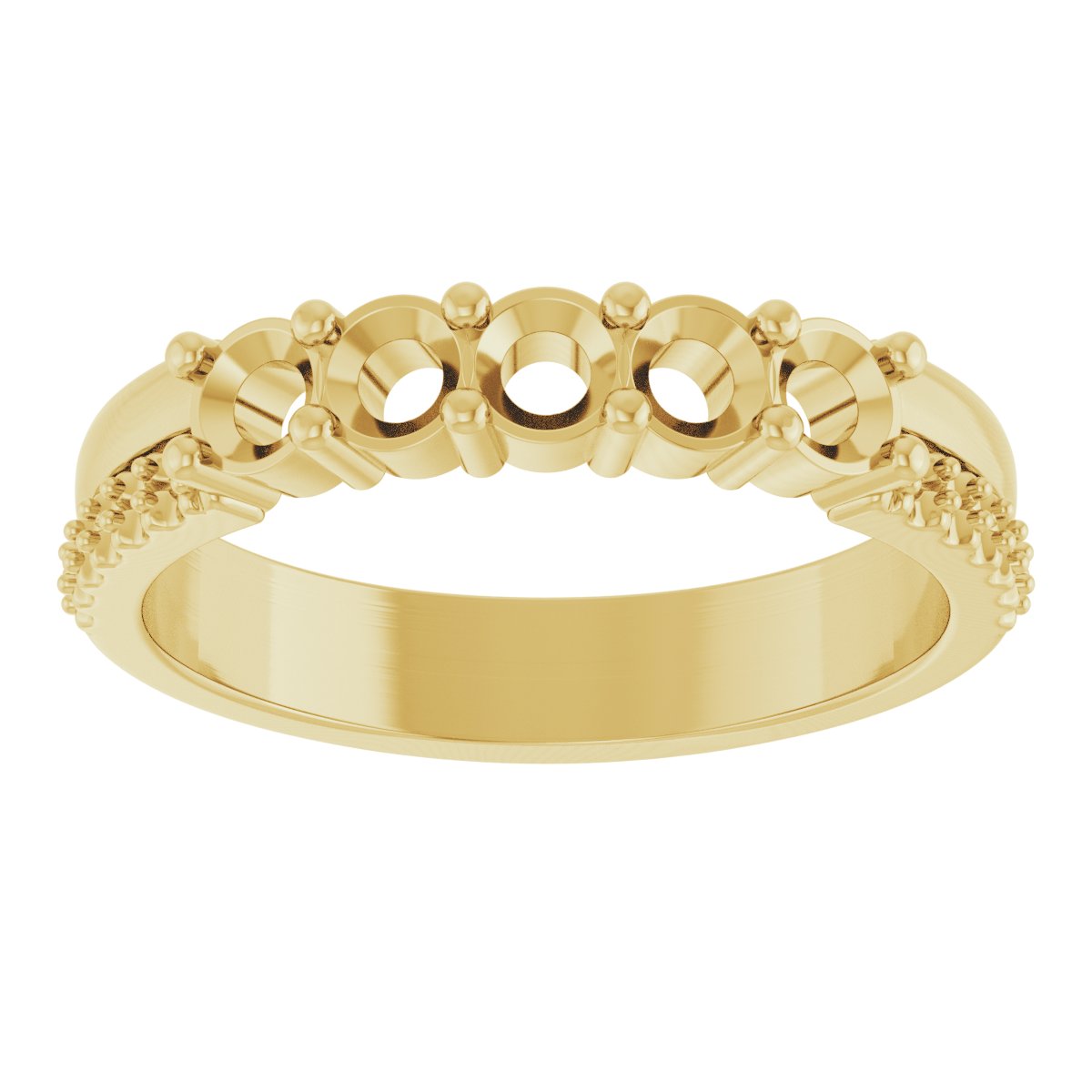 3 mm Round 5-Stone Accented Family Ring Mounting - Yellow Gold