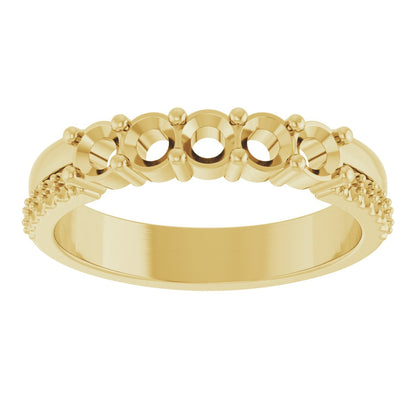 3 mm Round 5-Stone Accented Family Ring Mounting - Yellow Gold