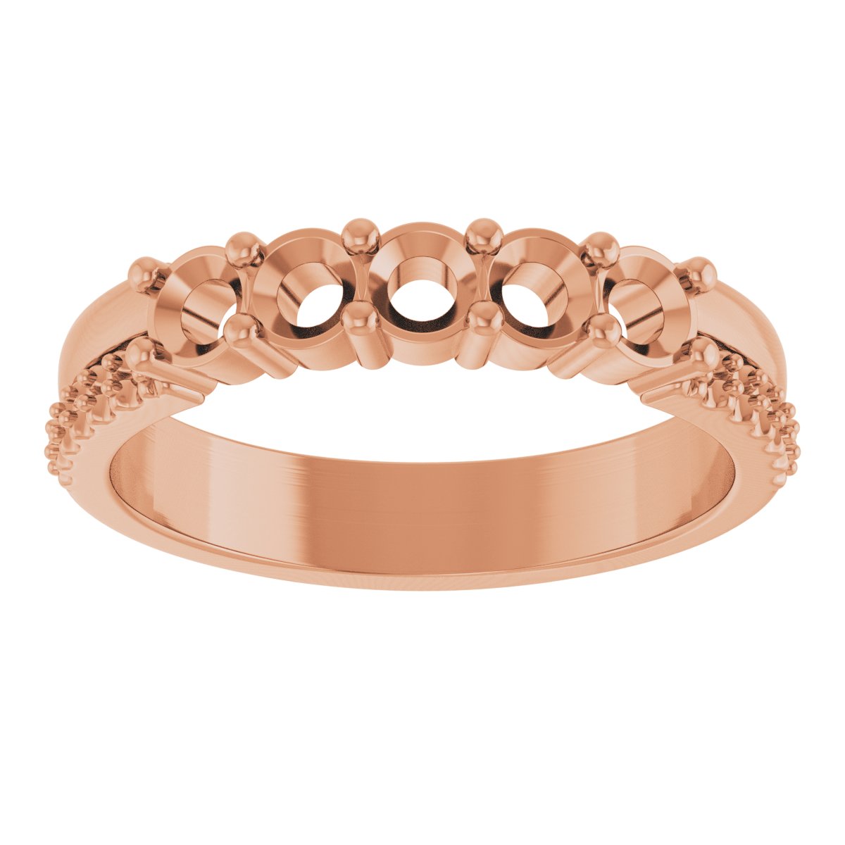 3 mm Round 5-Stone Accented Family Ring Mounting - Rose Gold