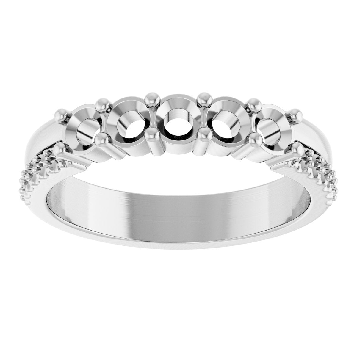 3 mm Round 5-Stone Accented Family Ring Mounting - White Gold