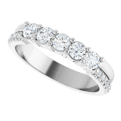 3 mm Round 5-Stone Accented Family Ring Mounting - White Gold