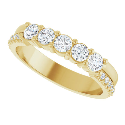 3 mm Round 5-Stone Accented Family Ring Mounting - Yellow Gold