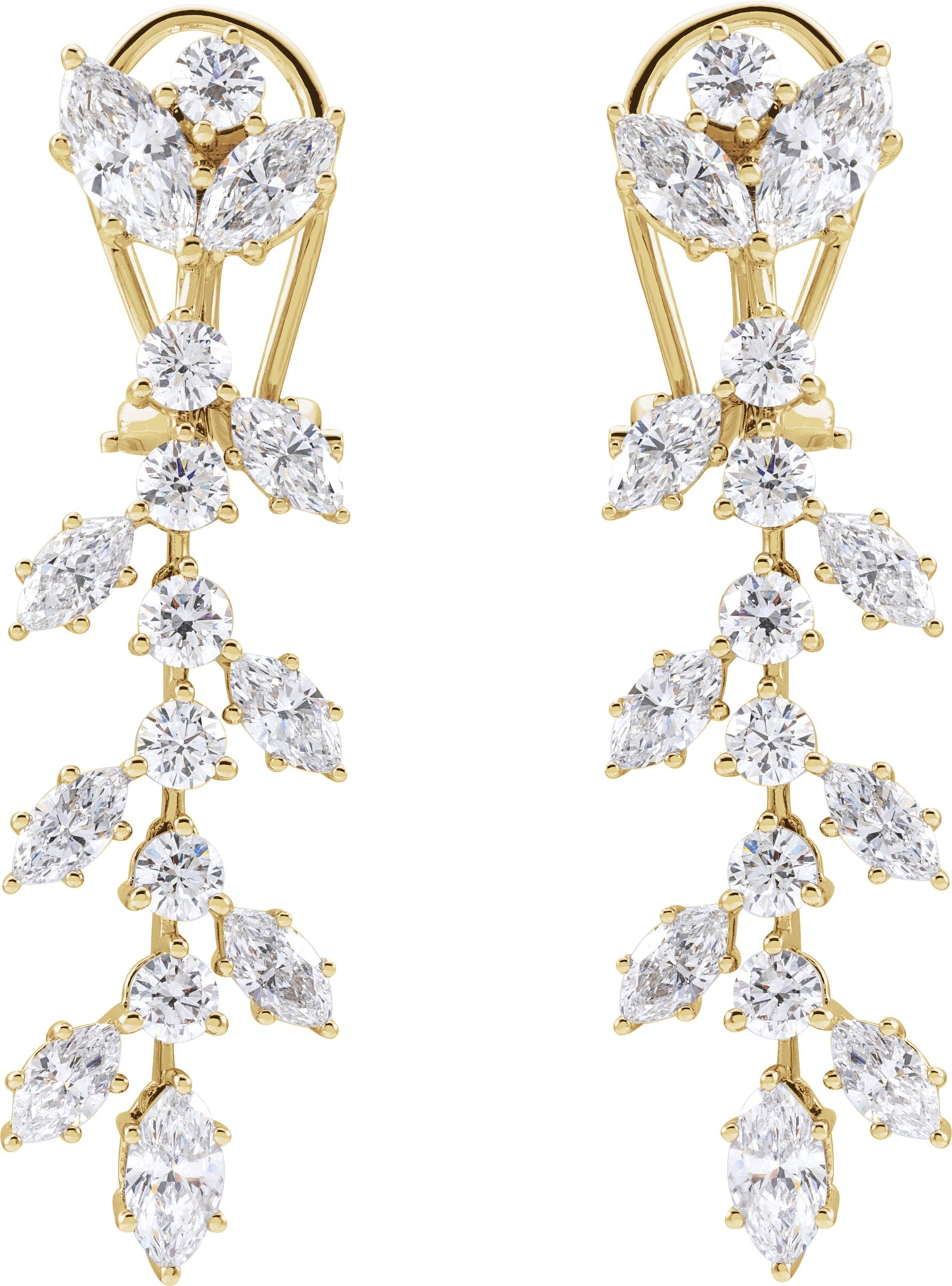 4 1/4 Ctw Marquise Lab-Grown Diamond Earrings - Yellow Gold - Lab Grown Diamond