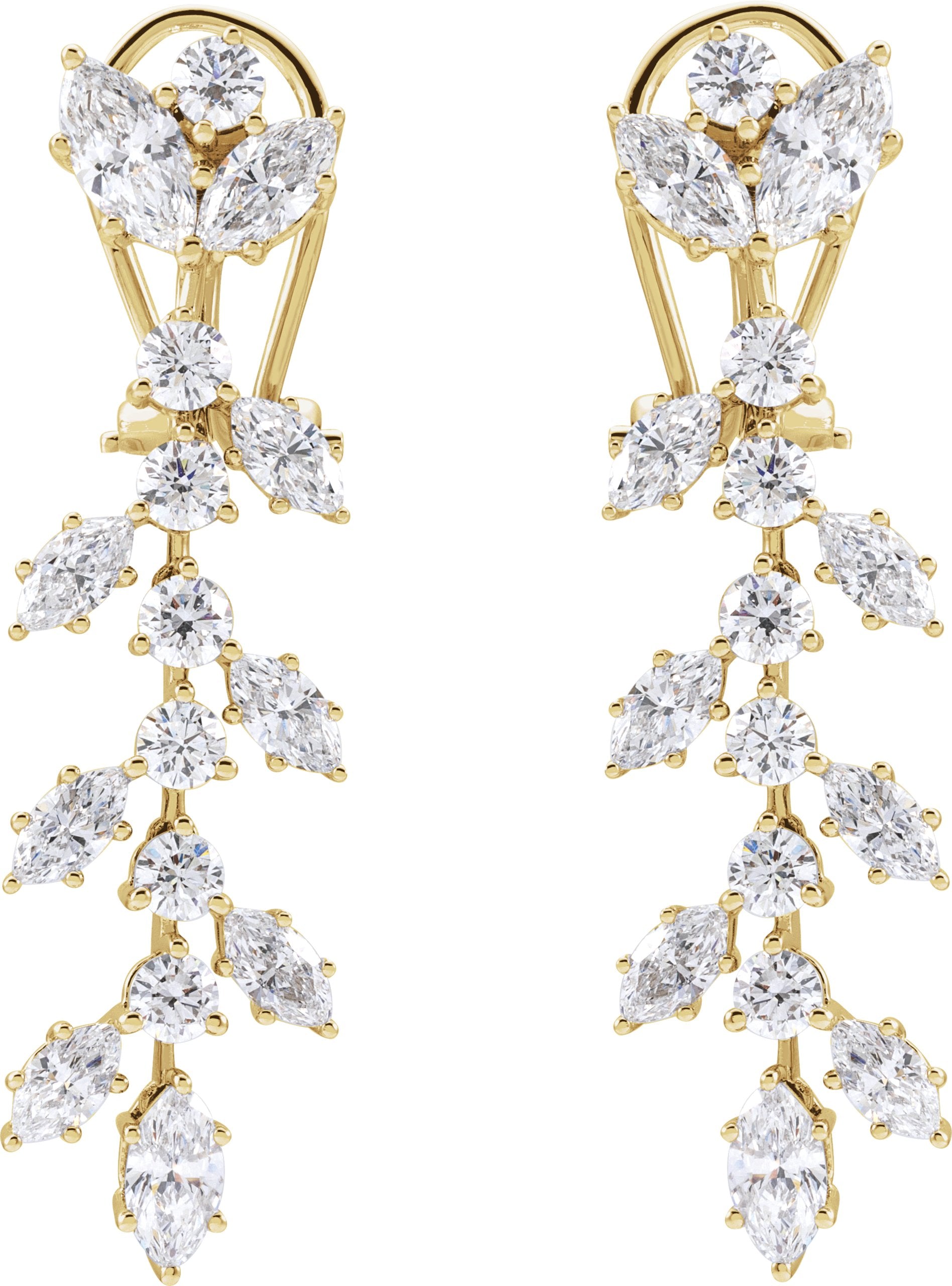 4 1/4 Ctw Marquise Lab-Grown Diamond Earrings - Yellow Gold - Lab Grown Diamond