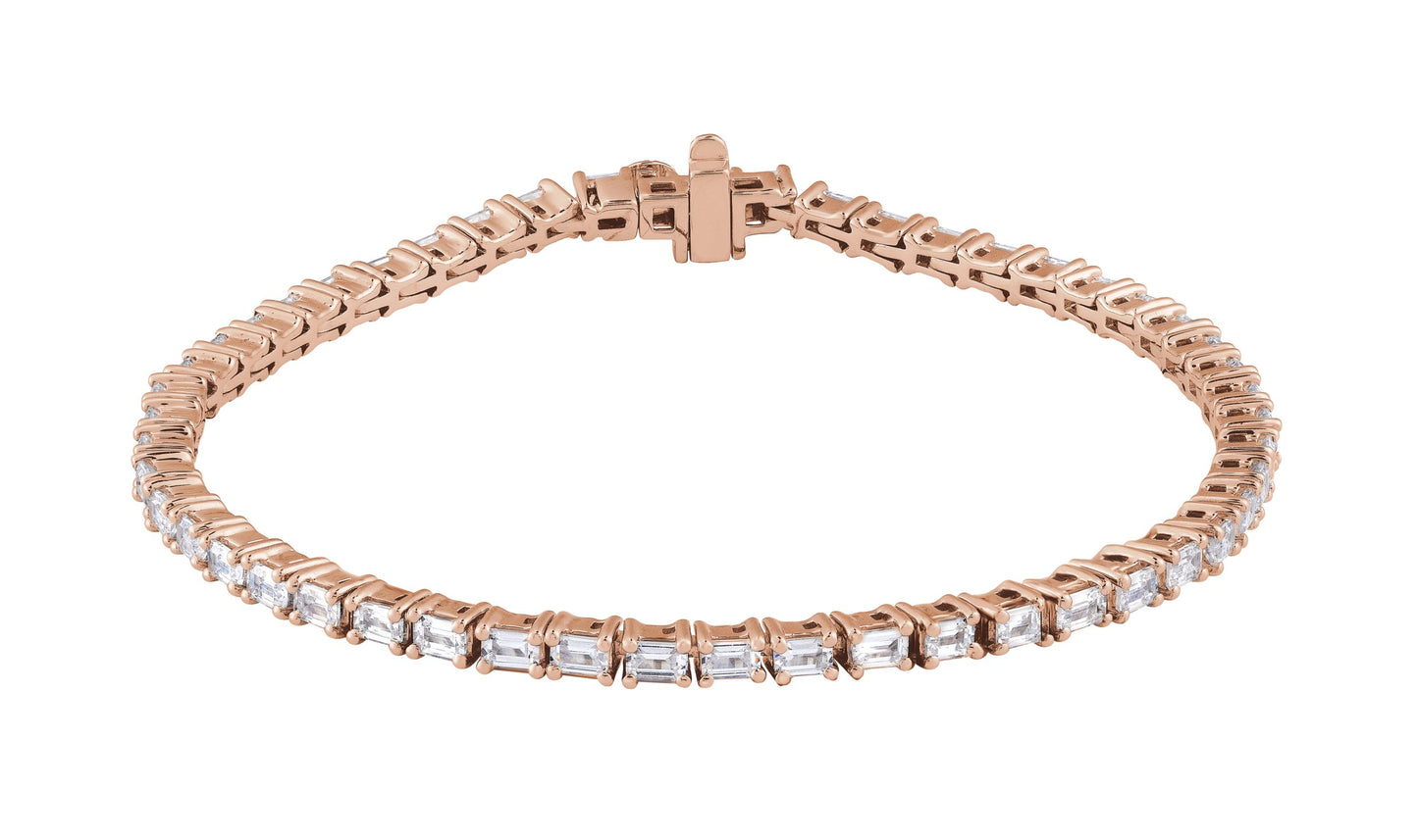 5 Ctw Emerald Lab-Grown Diamond Line Bracelet - Rose Gold - Lab Grown Diamond