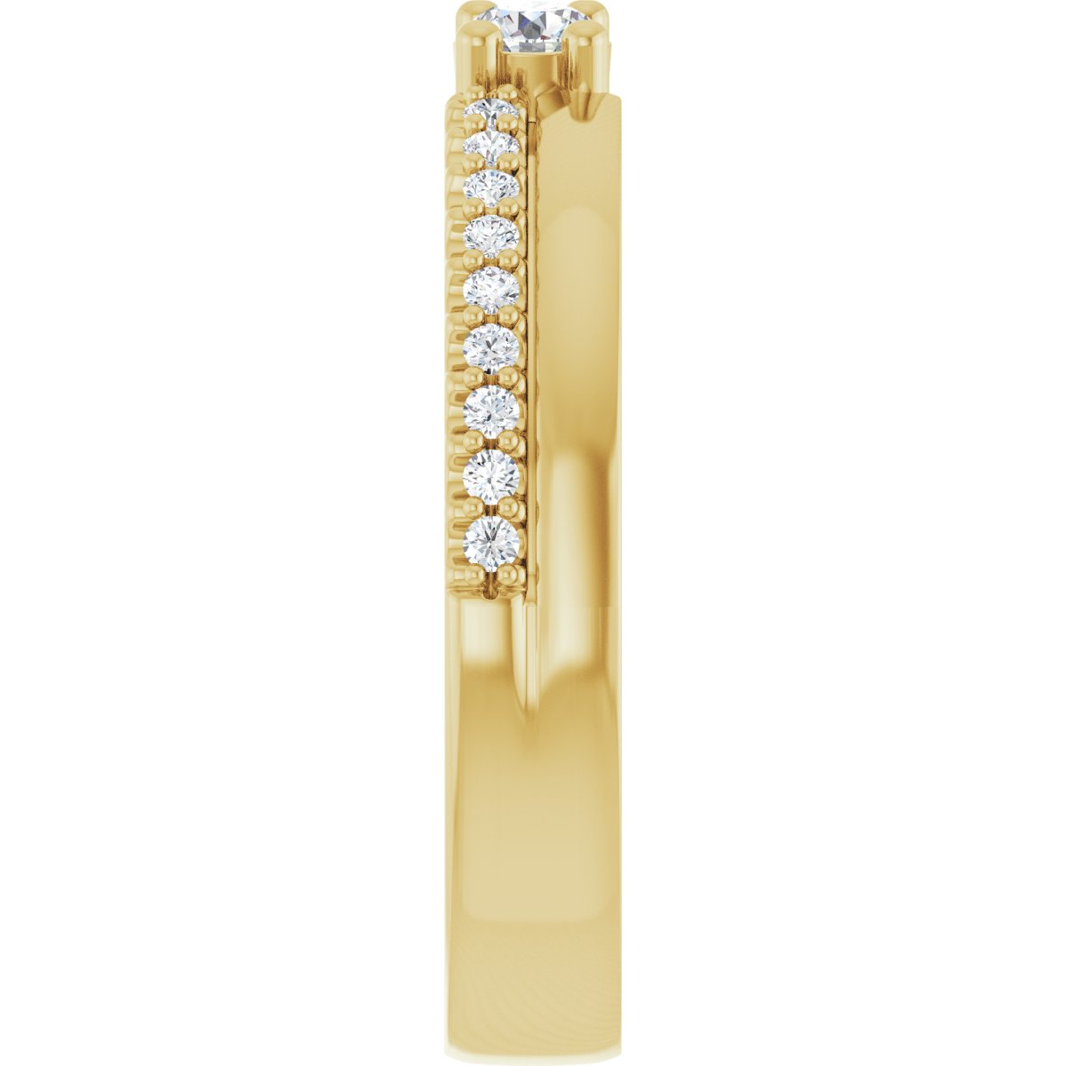3 mm Round 2-Stone Accented Family Ring Mounting - Yellow Gold