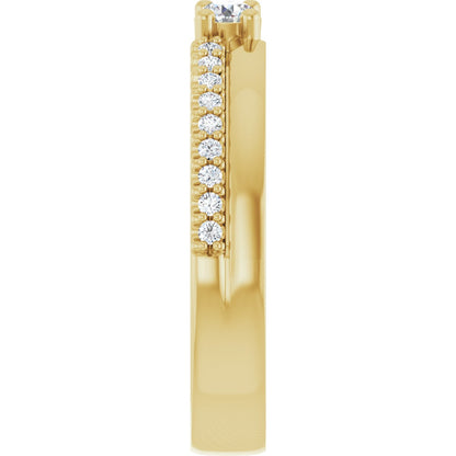 3 mm Round 2-Stone Accented Family Ring Mounting - Yellow Gold