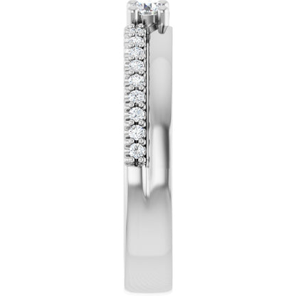 3 mm Round 2-Stone Accented Family Ring Mounting - White Gold