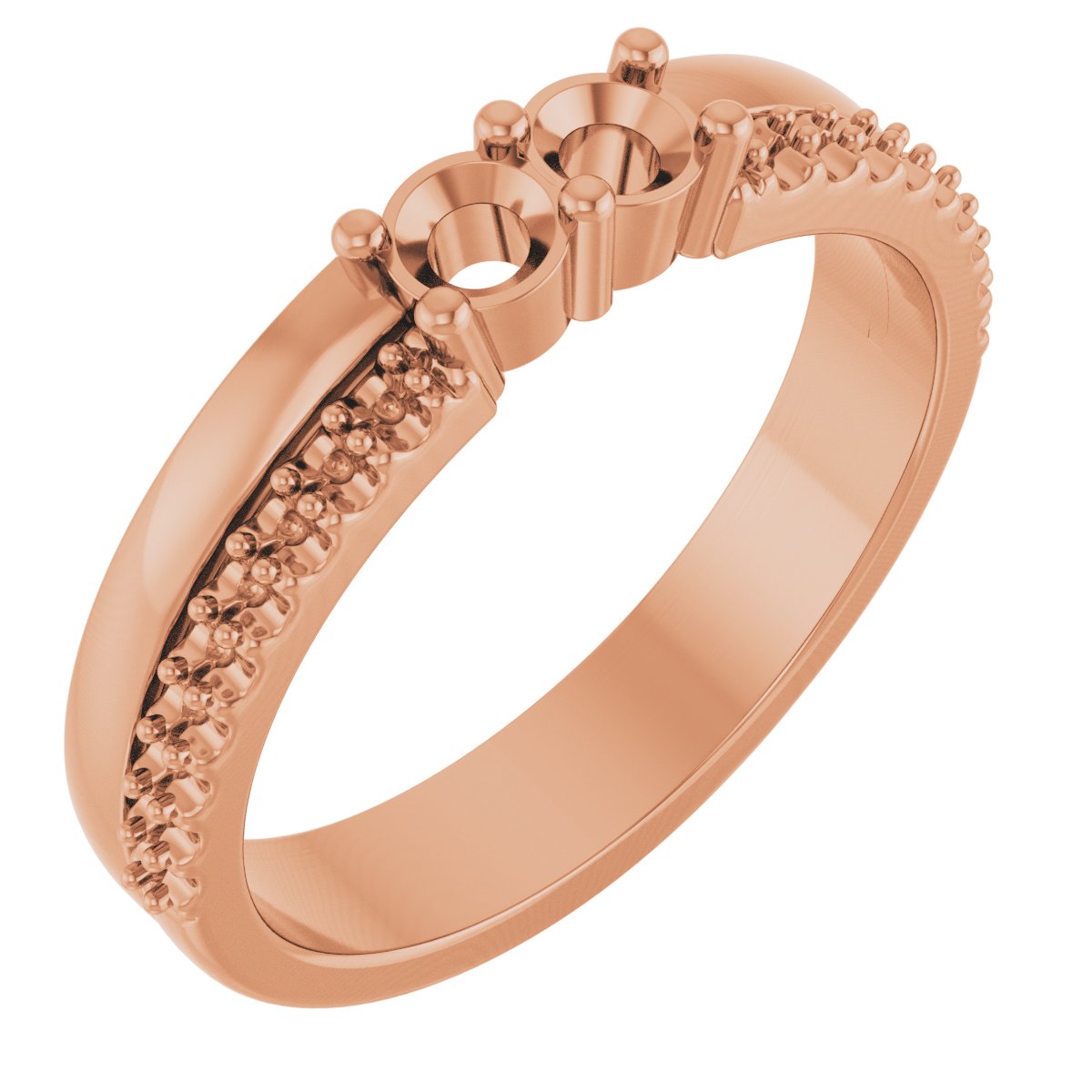 3 mm Round 2-Stone Accented Family Ring Mounting - Rose Gold