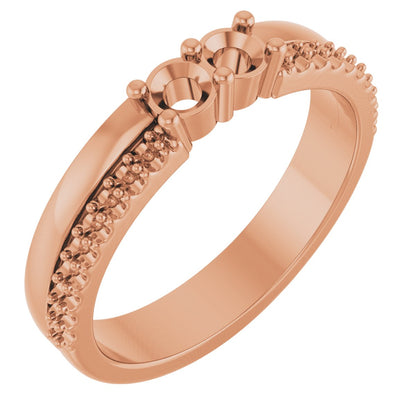 3 mm Round 2-Stone Accented Family Ring Mounting - Rose Gold