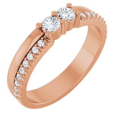 3 mm Round 2-Stone Accented Family Ring Mounting - Rose Gold