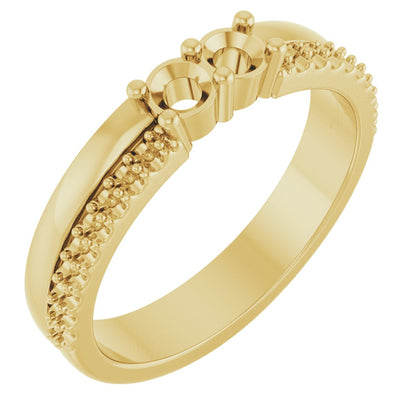 3 mm Round 2-Stone Accented Family Ring Mounting - Yellow Gold