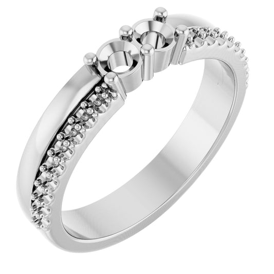 3 mm Round 2-Stone Accented Family Ring Mounting - White Gold