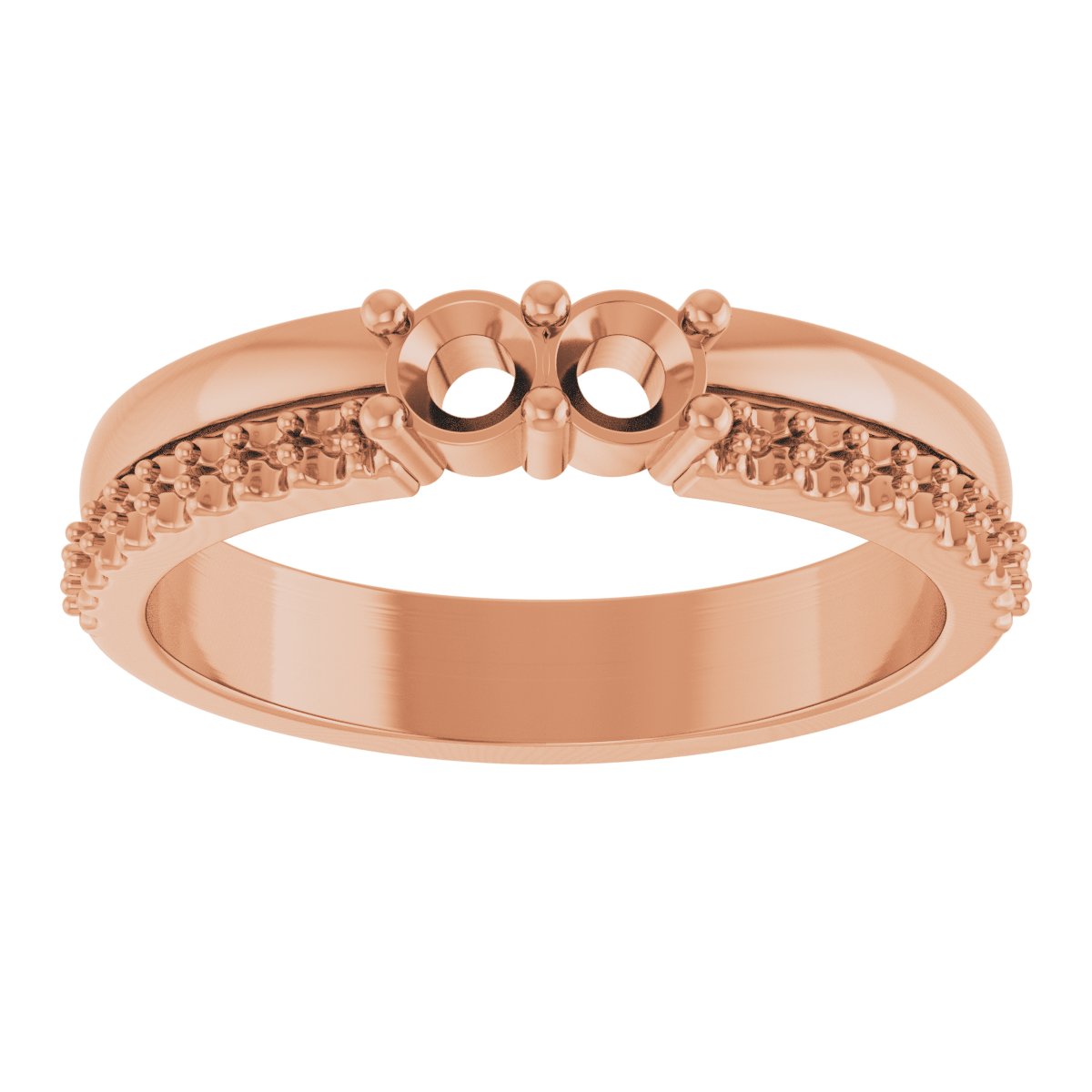 3 mm Round 2-Stone Accented Family Ring Mounting - Rose Gold