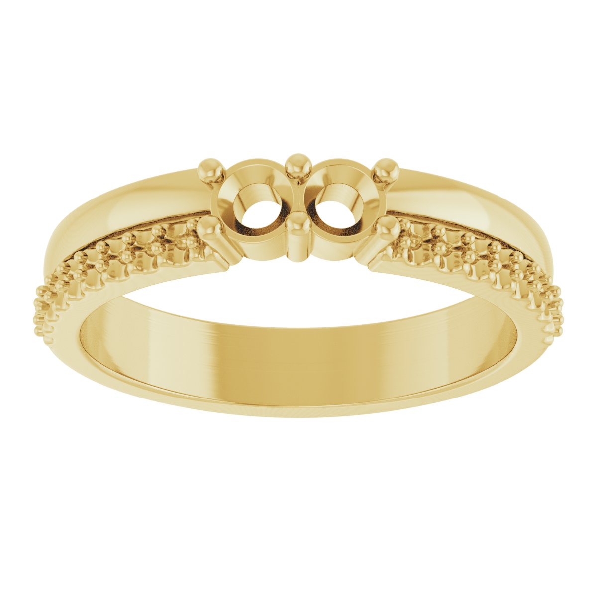 3 mm Round 2-Stone Accented Family Ring Mounting - Yellow Gold