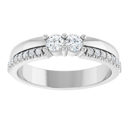 3 mm Round 2-Stone Accented Family Ring Mounting - White Gold