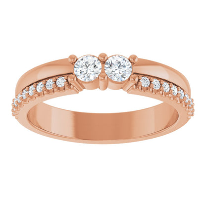 3 mm Round 2-Stone Accented Family Ring Mounting - Rose Gold