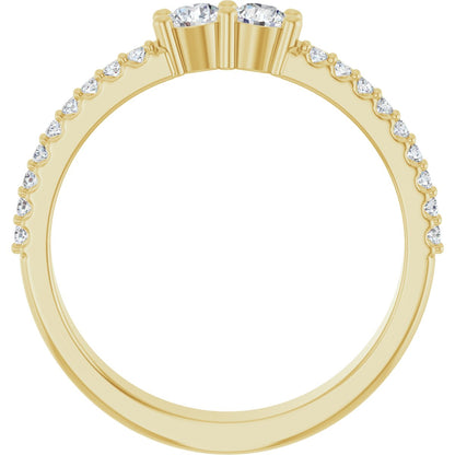 3 mm Round 2-Stone Accented Family Ring Mounting - Yellow Gold