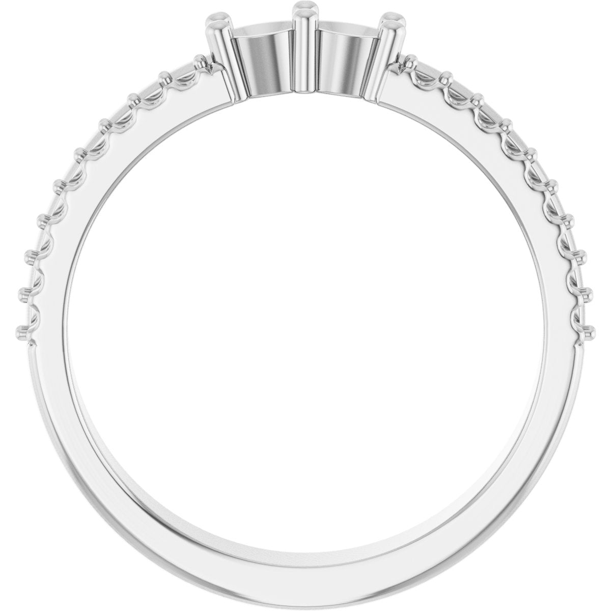 3 mm Round 2-Stone Accented Family Ring Mounting - White Gold