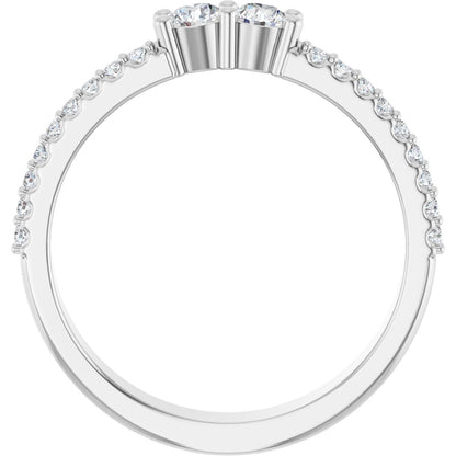 3 mm Round 2-Stone Accented Family Ring Mounting - White Gold