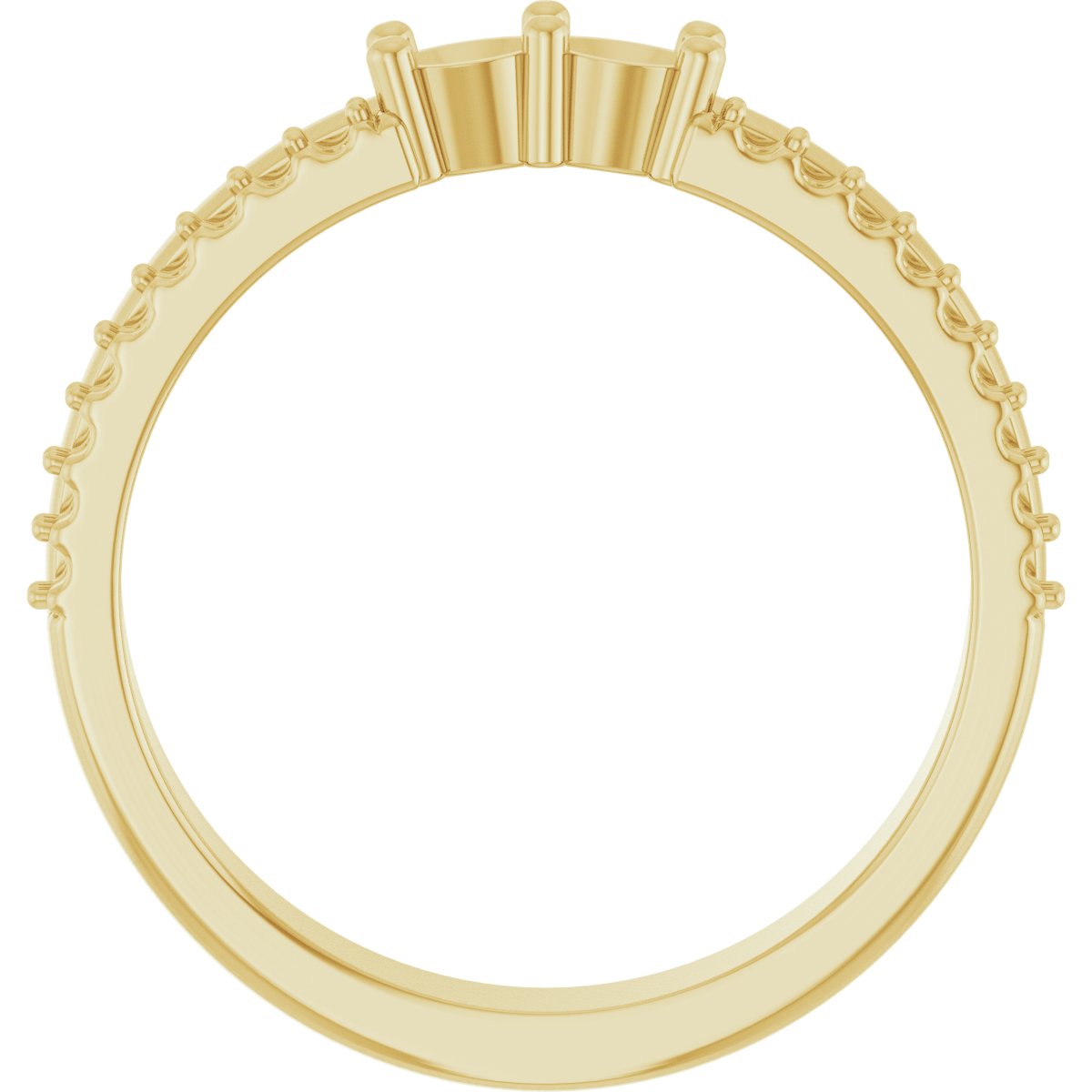 3 mm Round 2-Stone Accented Family Ring Mounting - Yellow Gold