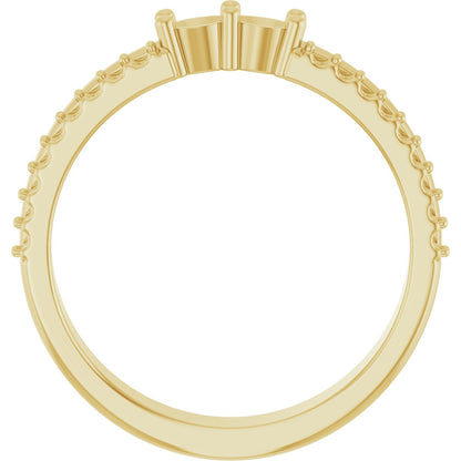 3 mm Round 2-Stone Accented Family Ring Mounting - Yellow Gold