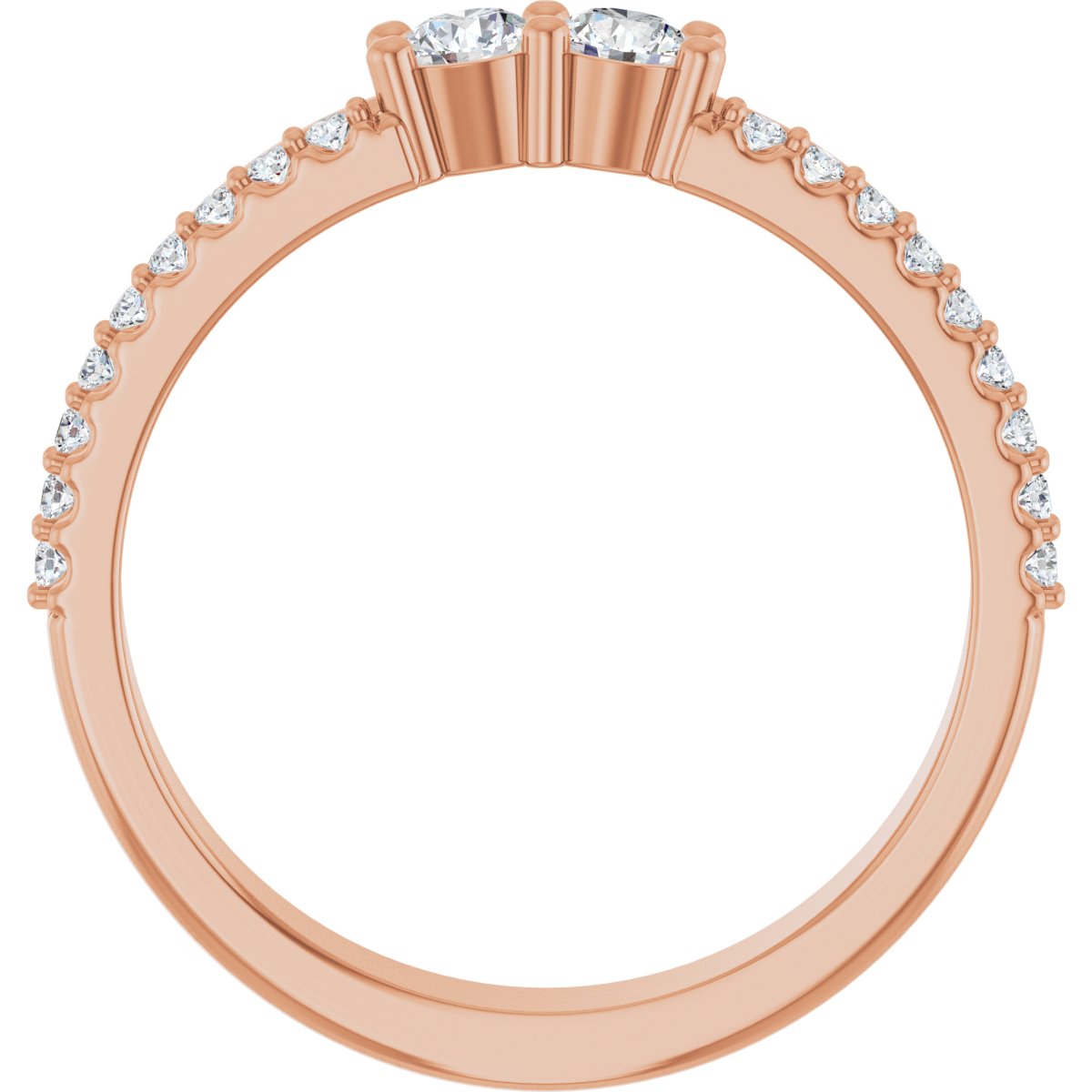 3 mm Round 2-Stone Accented Family Ring Mounting - Rose Gold