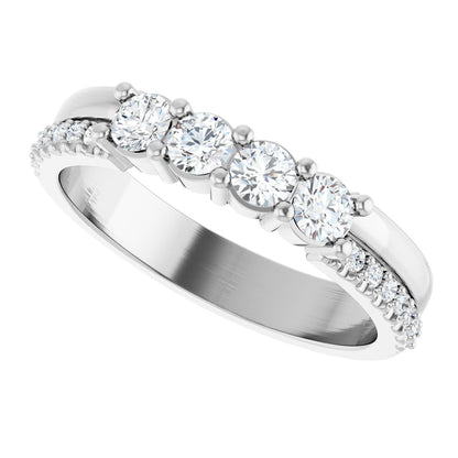 3 mm Round 4-Stone Accented Family Ring Mounting - White Gold