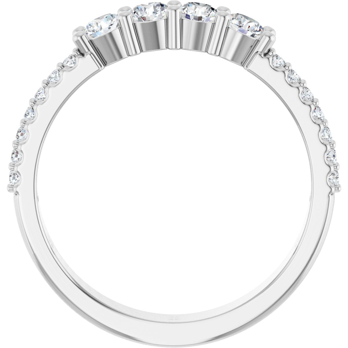 3 mm Round 4-Stone Accented Family Ring Mounting - White Gold