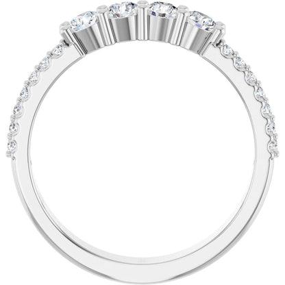 3 mm Round 4-Stone Accented Family Ring Mounting - White Gold