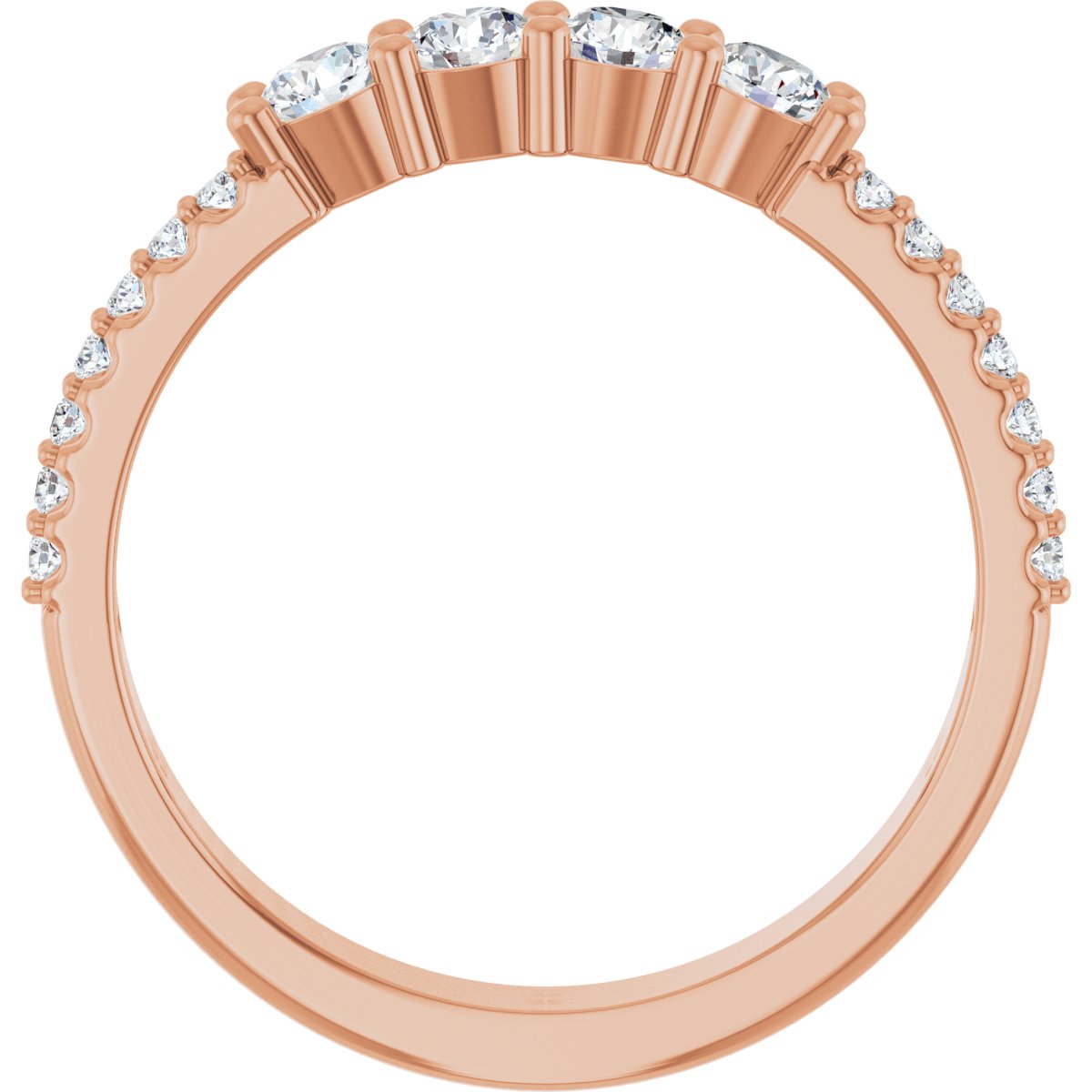 3 mm Round 4-Stone Accented Family Ring Mounting - Rose Gold