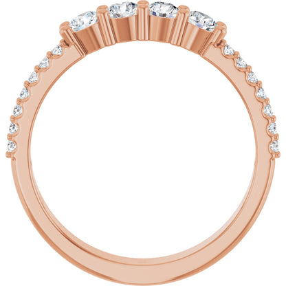 3 mm Round 4-Stone Accented Family Ring Mounting - Rose Gold