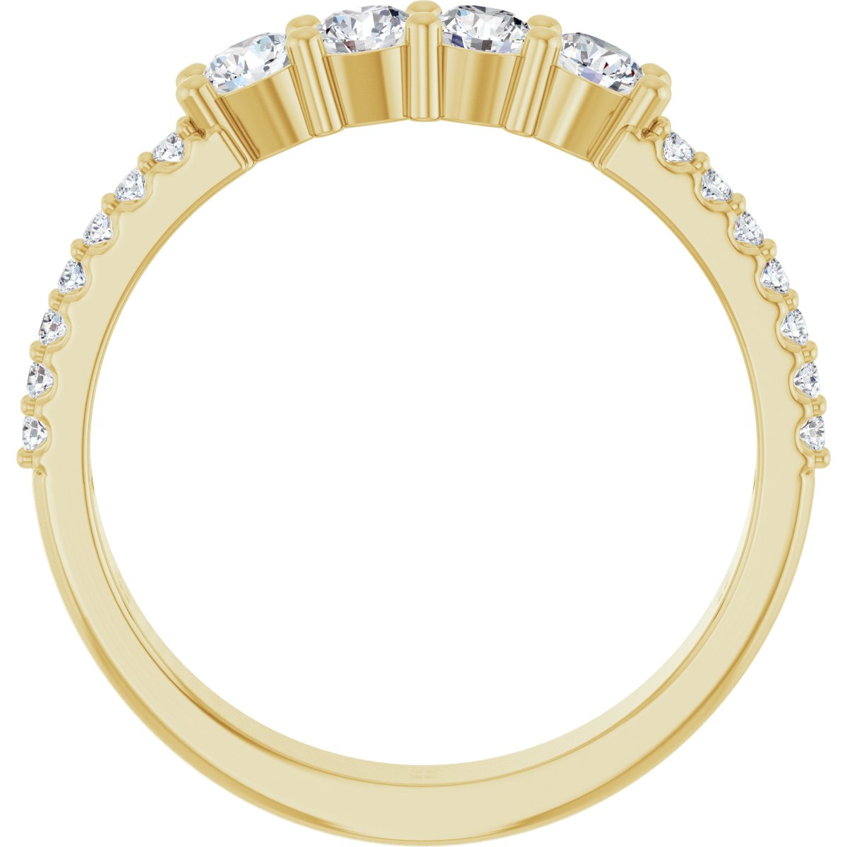 3 mm Round 4-Stone Accented Family Ring Mounting - Yellow Gold