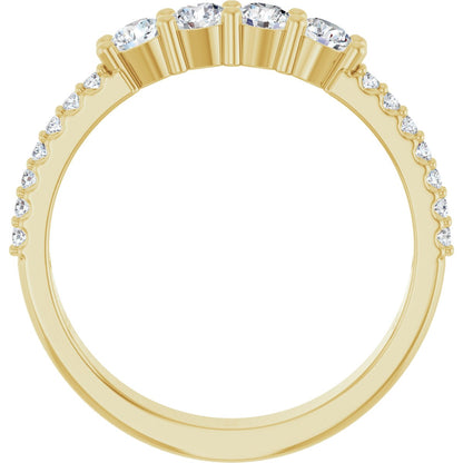 3 mm Round 4-Stone Accented Family Ring Mounting - Yellow Gold